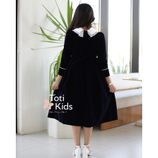 فستان بناتي مخمل بـلونين بفيونكة | تصميم كلاسيكي بتفاصيل كم مميزة- 1122 فستان بناتي مخمل بـلونين بفيونكة | تصميم كلاسيكي بتفاصيل كم مميزة- 1122