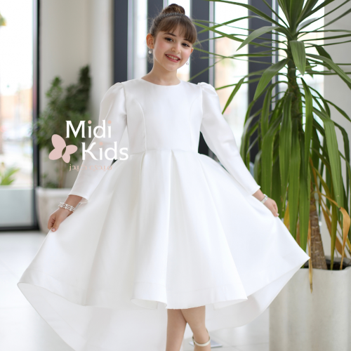 فستان سهرة بناتي ميكادو فاخر | فيونكة خلفية كبيرة وتصميم ملكي - m3783