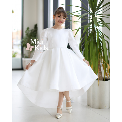 فستان سهرة بناتي ميكادو فاخر | فيونكة خلفية كبيرة وتصميم ملكي - m3783