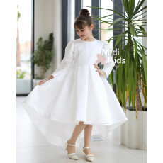 فستان سهرة بناتي ميكادو فاخر | فيونكة خلفية كبيرة وتصميم ملكي - m3783