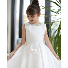 فستان سهرة ميكادو فاخر | ذيل مرصع وقصة ظهر مميزة مع فيونكة - m3778