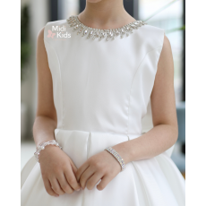 فستان سهرة ميكادو فاخر | ذيل مرصع وقصة ظهر مميزة مع فيونكة - m3778