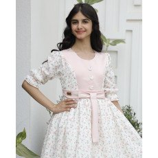 فستان بناتي زهور وردي بفيونكة خصر حديثة وتصميم فريد | سحر التجدد - 1191 فستان بناتي زهور وردي بفيونكة خصر حديثة وتصميم فريد | سحر التجدد - 1191