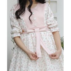 فستان بناتي زهور وردي بفيونكة خصر حديثة وتصميم فريد | سحر التجدد - 1191 فستان بناتي زهور وردي بفيونكة خصر حديثة وتصميم فريد | سحر التجدد - 1191