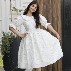 فستان بناتي ملكي مستوحى من المهرجانات | تصميم خطوط ملونة وخصر مرصع - 1144 فستان بناتي ملكي مستوحى من المهرجانات | تصميم خطوط ملونة وخصر مرصع - 1144