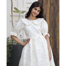 فستان بناتي ملكي مستوحى من المهرجانات | تصميم خطوط ملونة وخصر مرصع - 1144 فستان بناتي ملكي مستوحى من المهرجانات | تصميم خطوط ملونة وخصر مرصع - 1144