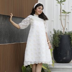 فستان بناتي كلوش مورد ذهبي | تصميم كشكش طبقات فاخر - 1154