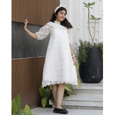 فستان بناتي كلوش مورد ذهبي | تصميم كشكش طبقات فاخر - 1154