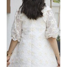 فستان بناتي كلوش مورد ذهبي | تصميم كشكش طبقات فاخر - 1154