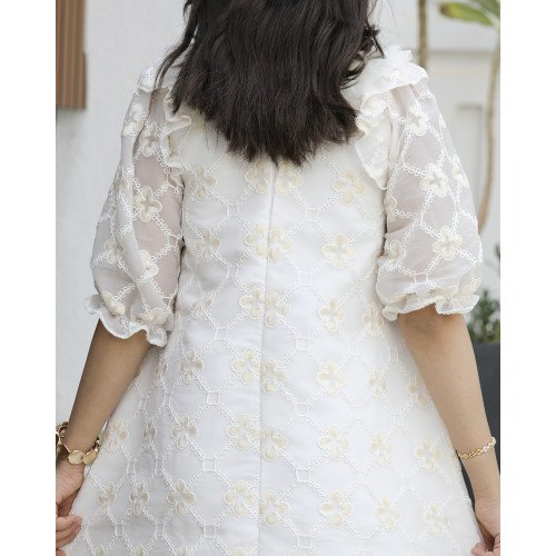 فستان بناتي كلوش مورد ذهبي | تصميم كشكش طبقات فاخر - 1154