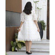 فستان بناتي كلوش مورد ذهبي | تصميم كشكش طبقات فاخر - 1154