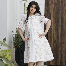 طقم فستان بناتي قطعتين | جاكيت مطرز روز وفستان ميكادو - 1184 طقم فستان بناتي قطعتين | جاكيت مطرز روز وفستان ميكادو - 1184