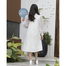 فستان بناتي فاخر بفيونكة رقبة ذيلية وأكمام شفافة - M3805