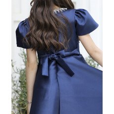 فستان بناتي سهرة ميكادو كحلي باكسسوار رقبة وأكمام مبتكرة - m3797 فستان بناتي سهرة ميكادو كحلي باكسسوار رقبة وأكمام مبتكرة - m3797