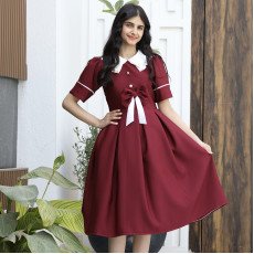 فستان بناتي عودي بفيونكة ذيل وأكمام مميزة | ألوان (عودي, احمر, ليموني) - 1165 فستان بناتي عودي بفيونكة ذيل وأكمام مميزة | ألوان (عودي, احمر, ليموني) - 1165