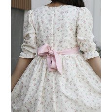 فستان بناتي زهور وردي فاتح بفيونكة خصر حديثة وتصميم فريد | سحر التجدد - 1155 فستان بناتي زهور وردي فاتح بفيونكة خصر حديثة وتصميم فريد | سحر التجدد - 1155