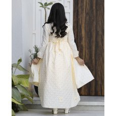 فستان بناتي أصفر مرصع باللؤلؤ والورود | قصة هاي لو مع ذيل - 1185 فستان بناتي أصفر مرصع باللؤلؤ والورود | قصة هاي لو مع ذيل - 1185