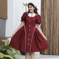 فستان بناتي عودي مرصع بالفصوص وأزرار أمامية فاخرة - 1161 فستان بناتي عودي مرصع بالفصوص وأزرار أمامية فاخرة - 1161