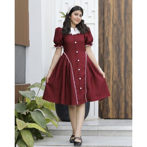 فستان بناتي عودي مرصع بالفصوص وأزرار أمامية فاخرة - 1161 فستان بناتي عودي مرصع بالفصوص وأزرار أمامية فاخرة - 1161