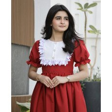 فستان بناتي أحمر بكلفة جبير ملكية | ألوان (أحمر، عودي) - 1168 فستان بناتي أحمر بكلفة جبير ملكية | ألوان (أحمر، عودي) - 1168