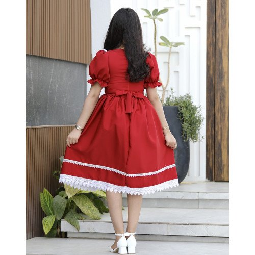 فستان بناتي أحمر بكلفة جبير ملكية | ألوان (أحمر، عودي) - 1168 فستان بناتي أحمر بكلفة جبير ملكية | ألوان (أحمر، عودي) - 1168