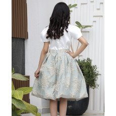 طقم بناتي تيور جاكار بفيونكات وأكمام مبتكرة واكسسوار رقبة - M3794 طقم بناتي تيور جاكار بفيونكات وأكمام مبتكرة واكسسوار رقبة - M3794