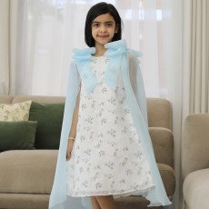 فستان بناتي سماوي مشجر بفيونكات فراشة وذيل طويل | تصميم ملكي - 1198 فستان بناتي سماوي مشجر بفيونكات فراشة وذيل طويل | تصميم ملكي - 1198