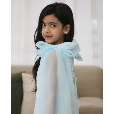 فستان بناتي سماوي مشجر بفيونكات فراشة وذيل طويل | تصميم ملكي - 1198 فستان بناتي سماوي مشجر بفيونكات فراشة وذيل طويل | تصميم ملكي - 1198