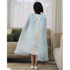 فستان بناتي سماوي مشجر بفيونكات فراشة وذيل طويل | تصميم ملكي - 1198 فستان بناتي سماوي مشجر بفيونكات فراشة وذيل طويل | تصميم ملكي - 1198