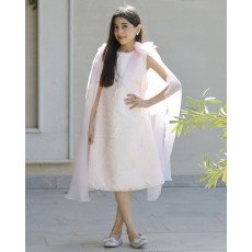 فستان بناتي مطرز ورود كبيرة وفيونكات فراشة وردية | تصميم ملكي - 1201 فستان بناتي مطرز ورود كبيرة وفيونكات فراشة وردية | تصميم ملكي - 1201