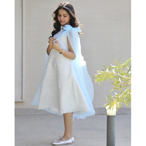 فستان بناتي مطرز ورود كبيرة وفيونكات فراشة سماويه | تصميم ملكي - 1201 فستان بناتي مطرز ورود كبيرة وفيونكات فراشة سماويه | تصميم ملكي - 1201