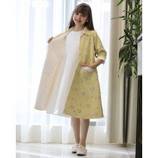 طقم بناتي فستان وجاكيت مشجر أصفر بجيبين خارجية | تصميم رسمي - 1193 طقم بناتي فستان وجاكيت مشجر أصفر بجيبين خارجية | تصميم رسمي - 1193