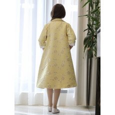 طقم بناتي فستان وجاكيت مشجر أصفر بجيبين خارجية | تصميم رسمي - 1193 طقم بناتي فستان وجاكيت مشجر أصفر بجيبين خارجية | تصميم رسمي - 1193