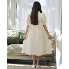 فستان بناتي سكري مطرز بالورود وياقة كشكشة | تصميم كلوش كسرات - kj2105 فستان بناتي سكري مطرز بالورود وياقة كشكشة | تصميم كلوش كسرات - kj2105