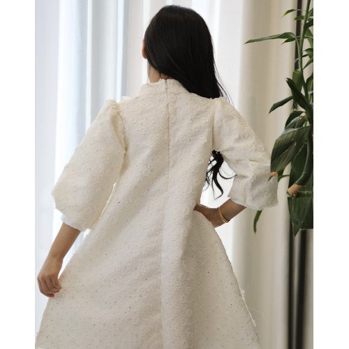 فستان بناتي سكري مطرز بنقشات مشجرة وفيونكة صدر ضخمة - 1131 فستان بناتي سكري مطرز بنقشات مشجرة وفيونكة صدر ضخمة - 1131