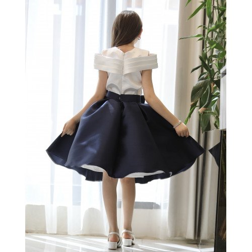 طقم بناتي تيور كحلي بفيونكة خصر وبلوزة مرصعة باكسسوار - M3807 طقم بناتي تيور كحلي بفيونكة خصر وبلوزة مرصعة باكسسوار - M3807