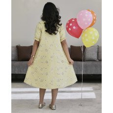 طقم بناتي فستان أبيض وجاكيت مطرز أصفر | إطلالة العيد الفاخرة - 1192