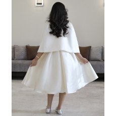 فستان بناتي سهرة ساتان أوف وايت بجاكيت (كاب) مرصع بالإكسسوار - M3804 فستان بناتي سهرة ساتان أوف وايت بجاكيت (كاب) مرصع بالإكسسوار - M3804