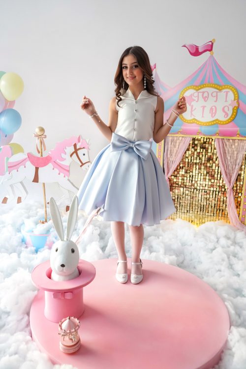 تيور بناتي سماوي بفيونكه على التنورة - m3645 تيور بناتي سماوي بفيونكه على التنورة - m3645