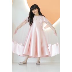فستان بناتي فراشة لحمي - m3626