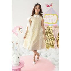 فستان بناتي أصفر بفيونكات على الكتف | إطلالة تنبض بالحياة - 1042