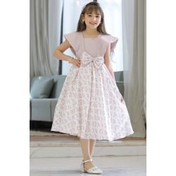 فستان بناتي سبور بفيونكه على الخصر - 902