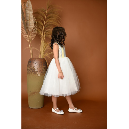 فستان بناتي سهرة مخطط مع جاكيت - 825 فستان بناتي سهرة مخطط مع جاكيت - 825