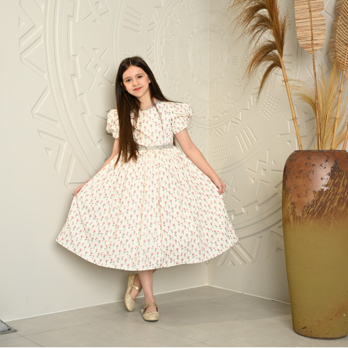 فستان بناتي بطبعة الورود - 682 فستان بناتي بطبعة الورود - 682