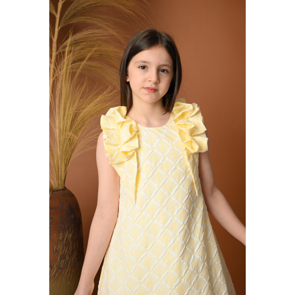 فستان بناتي أصفر أنيق بتصميم فريد - 717