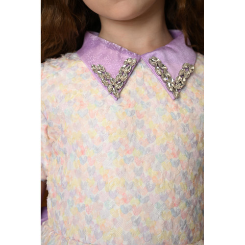 فستان بناتي فاخر بنقوش أنيقة وياقة مزينة - 777 فستان بناتي فاخر بنقوش أنيقة وياقة مزينة - 777