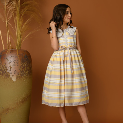 فستان بناتي بخطوط أنيقة - Kj2053 فستان بناتي بخطوط أنيقة - Kj2053