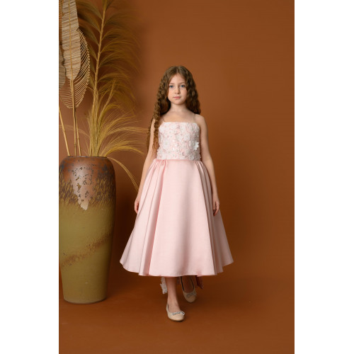 فستان سهرة بناتي مع ذيل طويل بتصميم فاخر - 800 فستان سهرة بناتي مع ذيل طويل بتصميم فاخر - 800