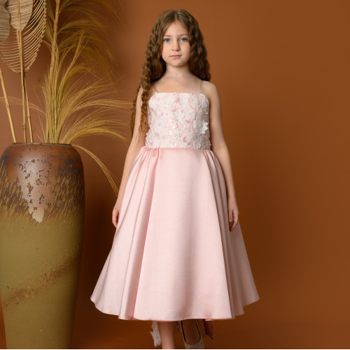 فستان سهرة بناتي مع ذيل طويل بتصميم فاخر - 800 فستان سهرة بناتي مع ذيل طويل بتصميم فاخر - 800