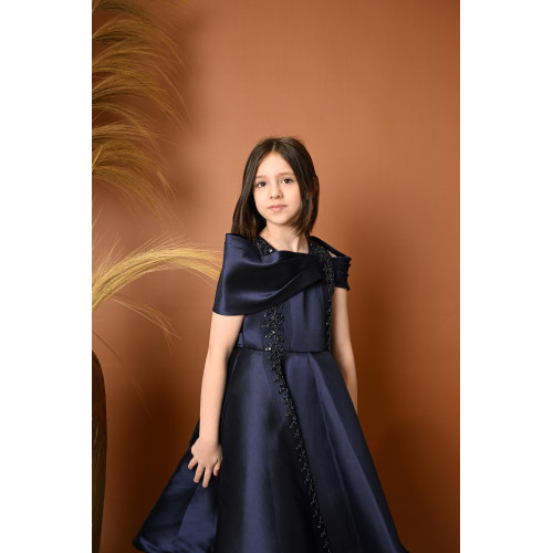 فستان بناتي سهرة بتصميم كتف مكشوف وتطريز فاخر - 816 فستان بناتي سهرة بتصميم كتف مكشوف وتطريز فاخر - 816